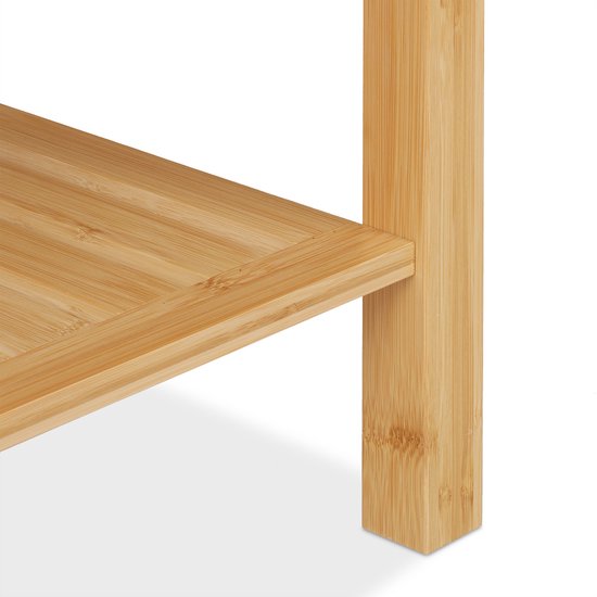 Bruine Relaxdays badkamerkruk met opbergruimte - bamboe - plantenkruk