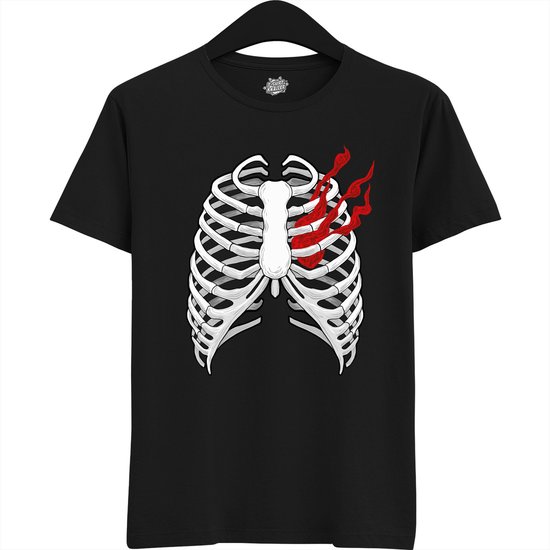 T-shirt unisexe « Cœur Smoking » pour Halloween, motif cage thoracique, pour femme et homme, idée de costume humoristique pour Adultes , Zwart , taille 4XL
