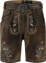 Lederhosen kort model antiek look bruin - Maat L - Lederhose met riem