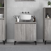 The Living Store Badkaast - Grijs Sonoma Eiken - 58x33x60 cm - Met Extra Opbergruimte