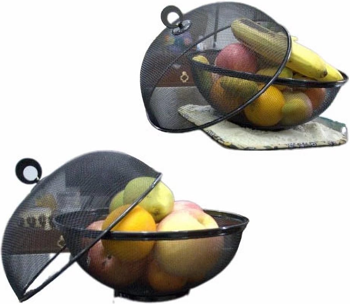 Fruttiera Con Coperchio In Metallo - 2 Set Moderni Nero 27x27x24 Cm | Ideale Per Tavola | Protezione Insetti - Foto 10