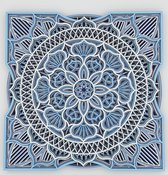 Handgemaakte duurzame 3D-gelaagde vierkante Mandala-bloem - Blauw