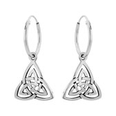 Oorbellen 925 zilver | Oorringen met hanger | Zilveren oorringen met hanger, dubbele triquetra