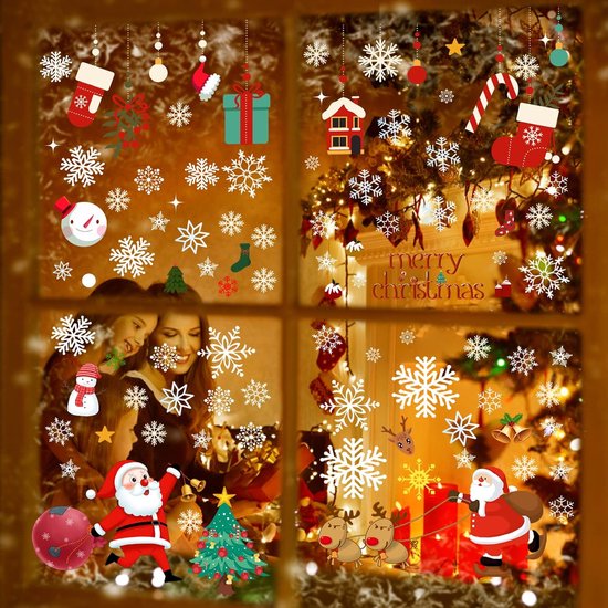 Zelfklevende raamafbeeldingen, Kerstmis, raamdecoratie, sneeuwvlokken,  winter,... | bol