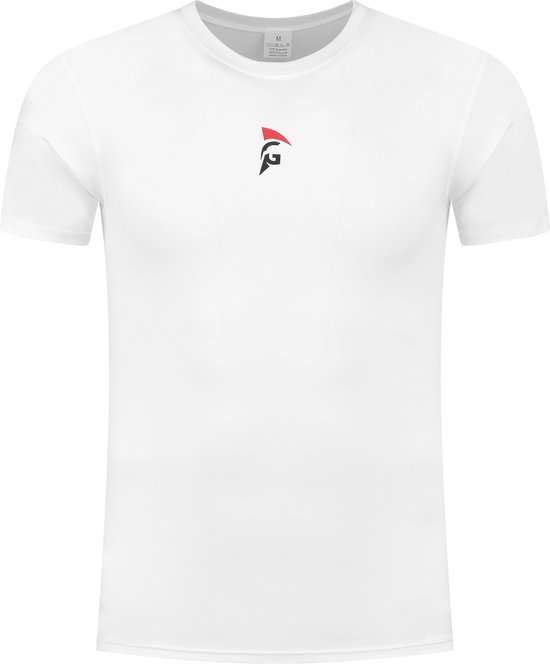 Gladiator Sports Compressie shirt - Sportshirt - Sportkleding voor Heren - Hardloop Shirt - Wit - S