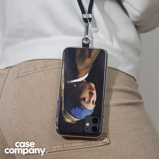 Case Company® - Coque Oppo A74 5G avec Cordon - The Pearl Earring - Coque de téléphone avec Cordon Zwart - Protection sur tous les côtés et sur le bord de l'écran