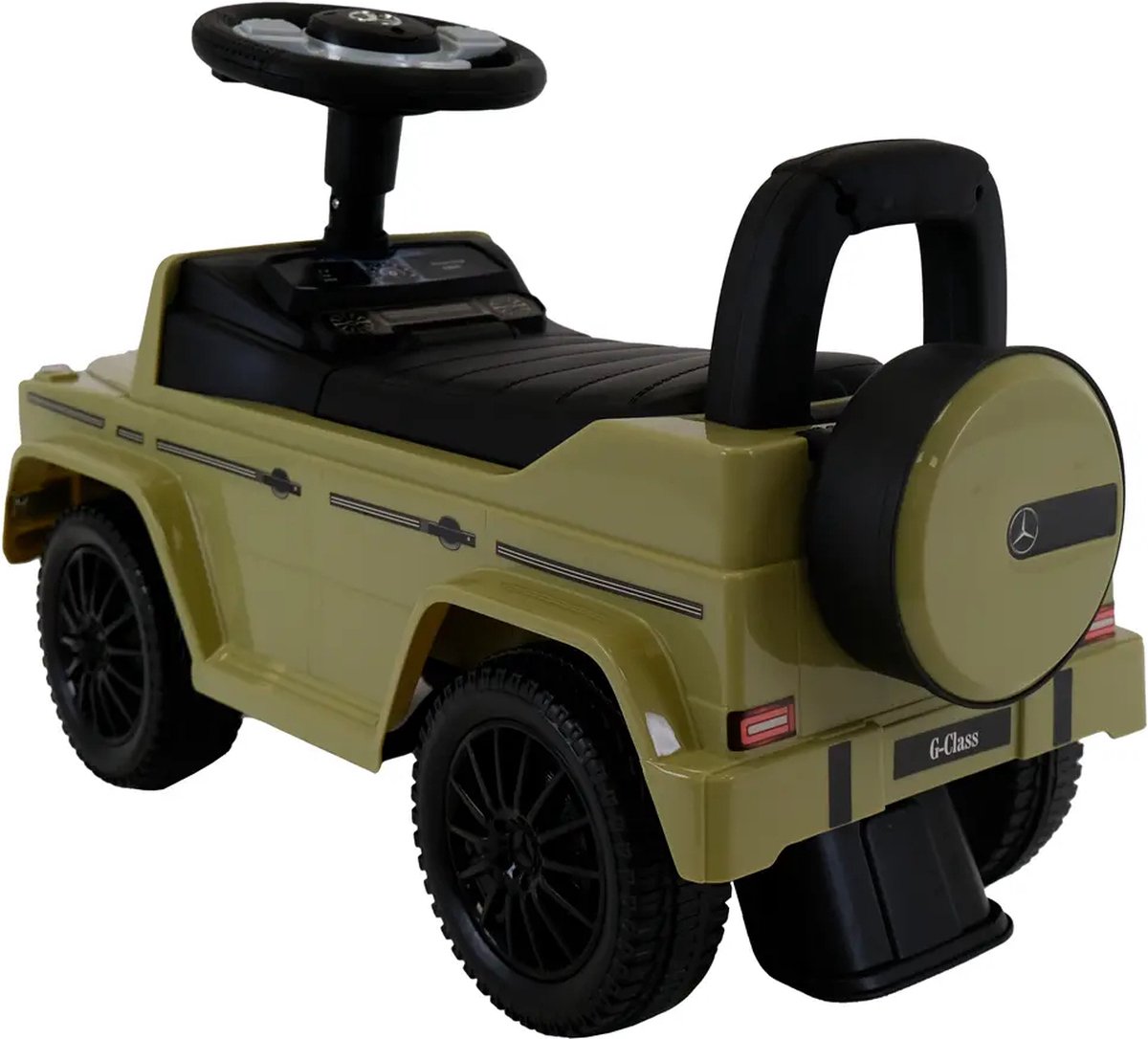 Bandits & Angels Loopauto Mercedes Benz G350D Retro Groen met Claxon vanaf 1 jaar voor Jongens en Meisjes - Stimuleert Motorische Vaardigheden - Loopwagen 24 cm - Groene Loop Auto — afbeelding 7
