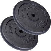 ScSPORTS® - Gietijzeren gewichtsschijven - Duurzaam - Thuisfitness - Set van 2x 15kg Halterschijven Totaalgewicht: 30kg - Zwart