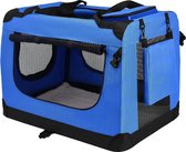 Transportbox voor Huisdieren - Honden en Katten - 50x34x36cm - Opvouwbare Transporttas - Drager en Kooi in 1 - Blauw