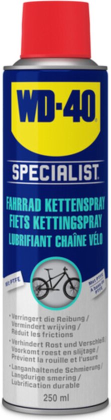 WD-40 Specialist® Fiets Kettingspray - 250ml - Smeerolie - Smeermiddel - Maximale smering en vermindert slijtage - WD-40