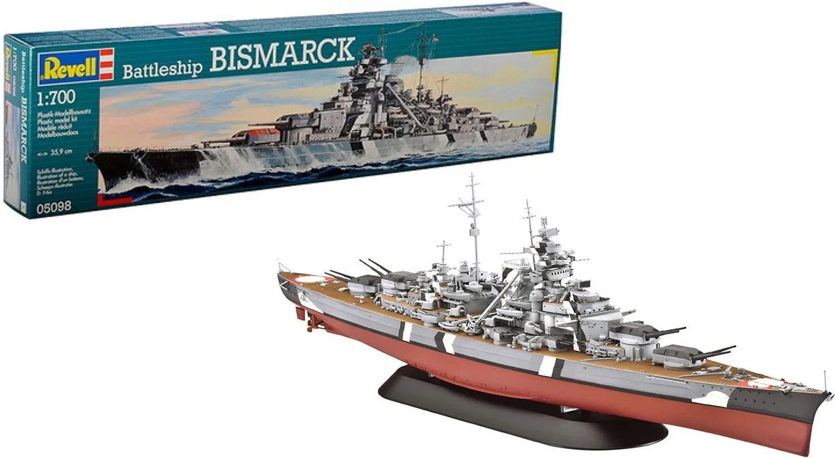 Revell Modelbouwpakket Schepen - 05098 Battleship Bismarck - Bismarck-klasse - Schip Plastic - 1:700 - Modelbouw — afbeelding 12