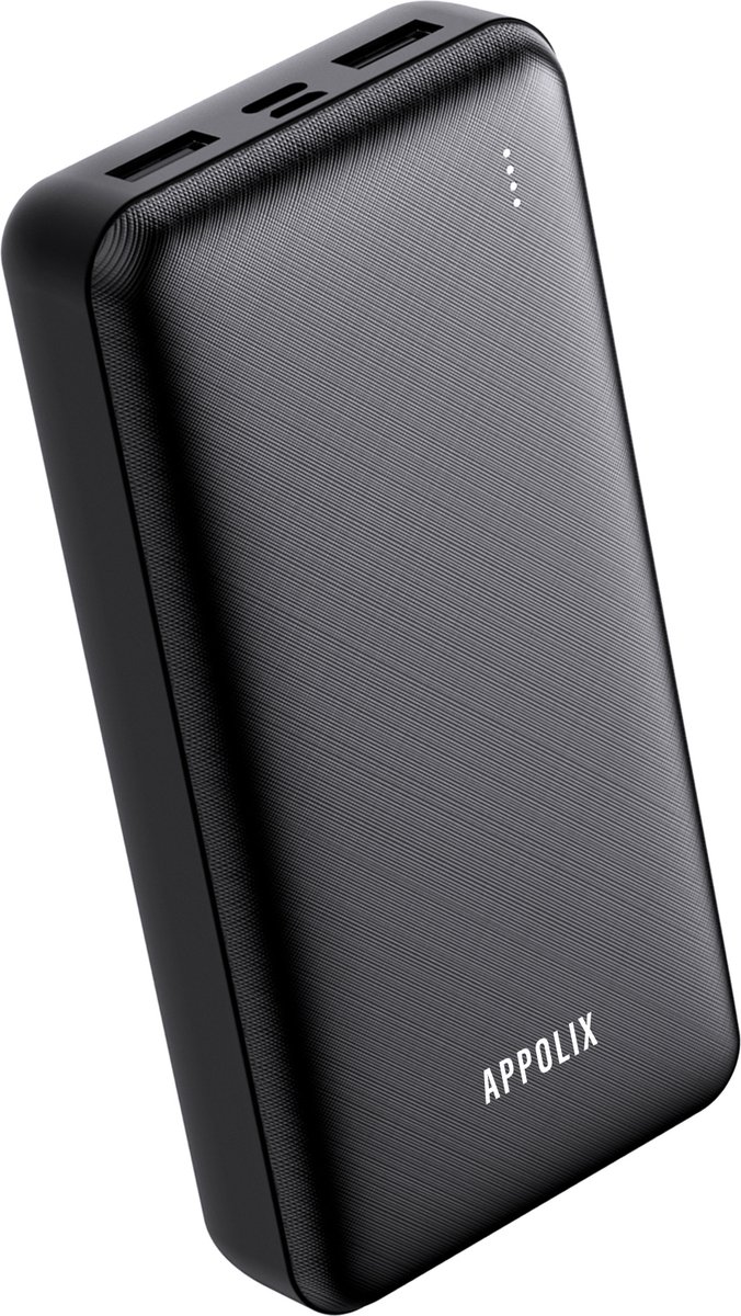 Appolix Powerbank - 10.000 mAh - Ultra Snellader 22.5W - 3 Oplaadpoorten - USB, USB C & Micro USB - Wireless Carger - Quick Charge - Universele Powerbank geschikt voor o.a. iPhone / Samsung - Zwart