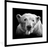 Fotolijst incl. Poster - IJsbeer - Dier - Zwart - Wit - 40x40 cm - Posterlijst
