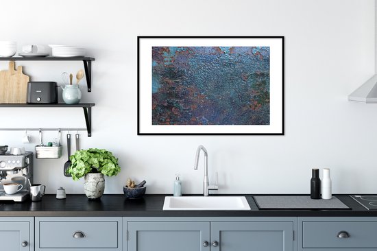 Cadre photo avec affiche - Rouille - Aqua - Blauw - 90x60 cm - Cadre pour affiche