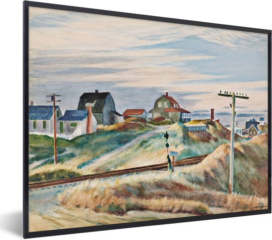 Fotolijst incl. Poster - Huisjes in Noord-Truro - Edward Hopper - 40x30 cm - Posterlijst
