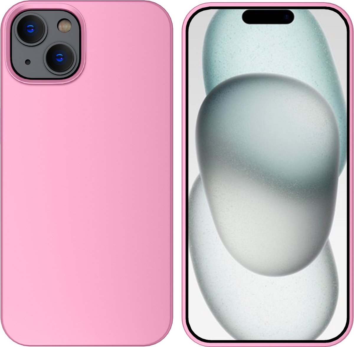 Hoesje Geschikt voor iPhone 15 Plus – Liquid siliconen Backcover – Roze