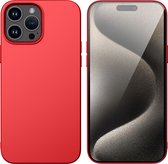 Hoesje Geschikt voor iPhone 15 Pro Max– Zacht siliconen Liquid Backcover – Rood