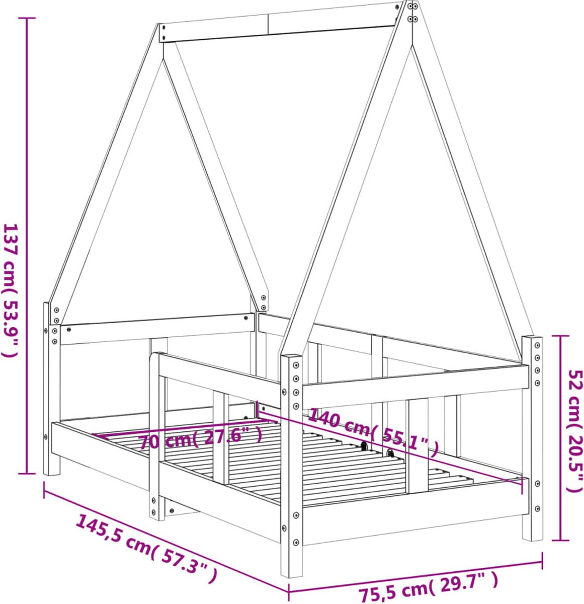 vidaXL vidaXL Kinderbedframe 70x140 cm - afbeelding 2
