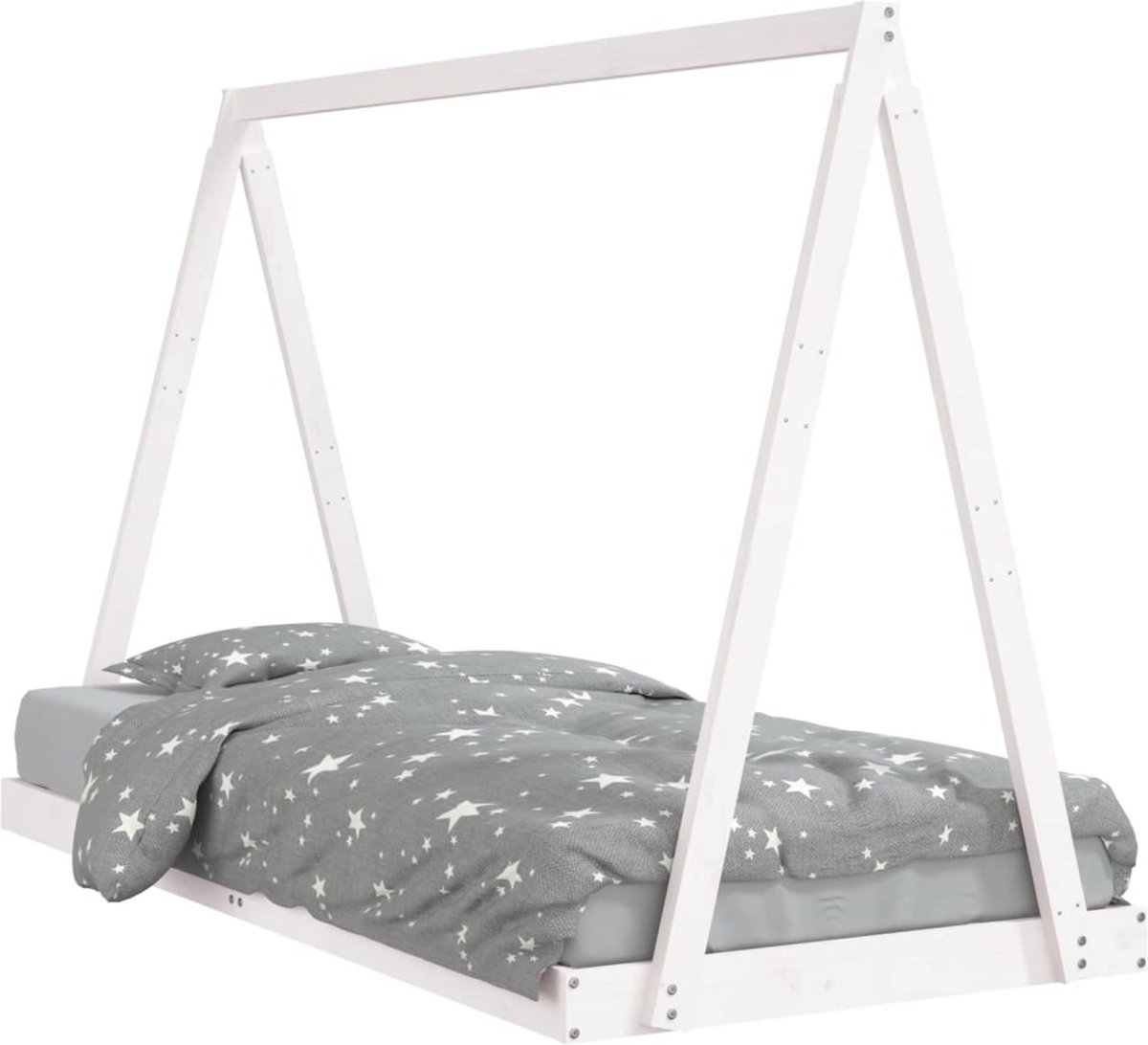 vidaXL Kinderbedframe - 90x200 - cm - massief - grenenhout - wit