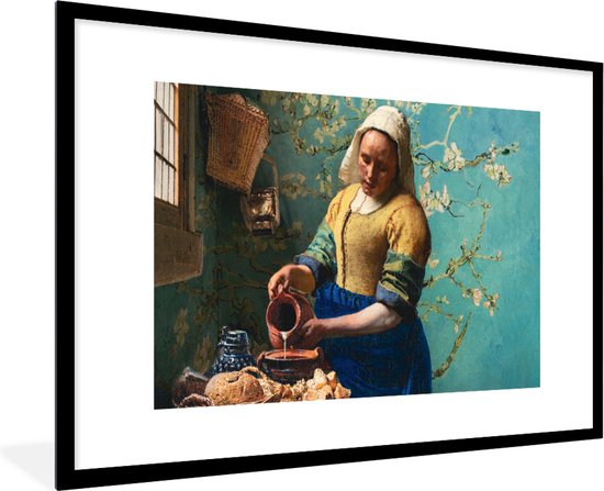 Fotolijst incl. Poster - Melkmeisje - Amandelbloesem - Van Gogh