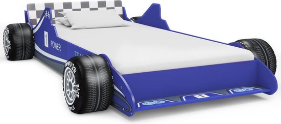 The Living Store Raceauto Kinderbed - Blauw - 229 x 94.5 x 47 cm - Geschikt voor matras 90x200 cm