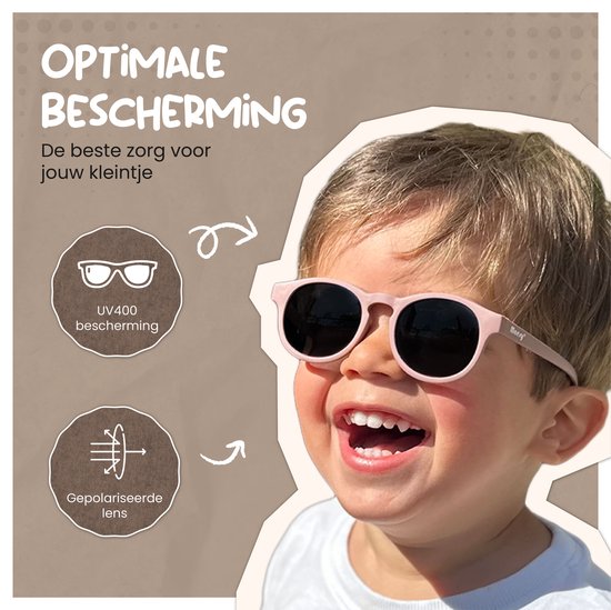 Maesy - baby zonnebril Bowi - 1-3 jaar - flexibel buigbaar - verstelbaar elastiek - gepolariseerde UV400 bescherming- dreumes en peuter - jongens en meisjes - kinder zonnebril rond - terracotta brique van Maesy — afbeelding 3