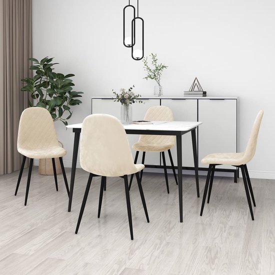 The Living Store Chaises de salle à manger - Chaises de cuisine - 45 x 53,5 x 87 cm - Velours blanc crème