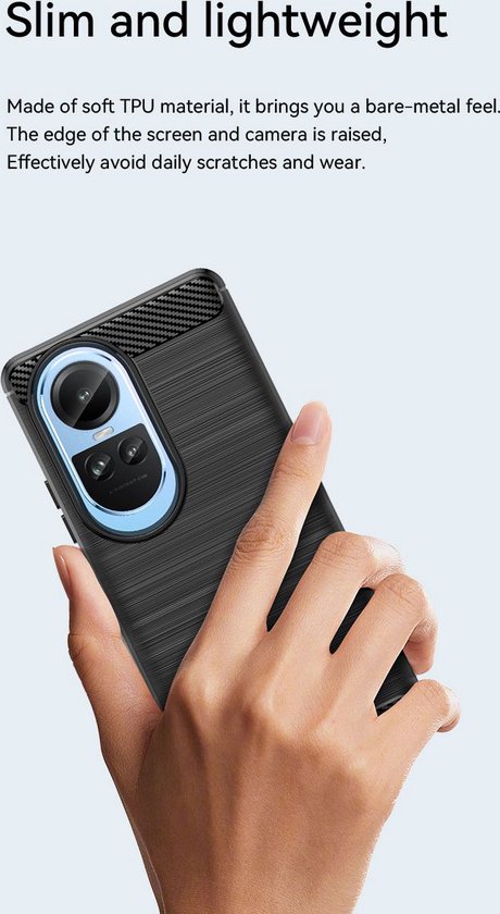 Coque Oppo Reno10 - MobyDefend TPU Gel Case - Métal Brossé + Aspect Carbone - Rouge - Étui pour Téléphone Portable - Étui de Téléphone Adapté pour: Oppo Reno10