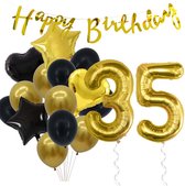 Snoes Ballonnen 35 Jaar Feestpakket – Versiering – Verjaardag Set Goldie Cijferballon 35 Jaar -Heliumballon