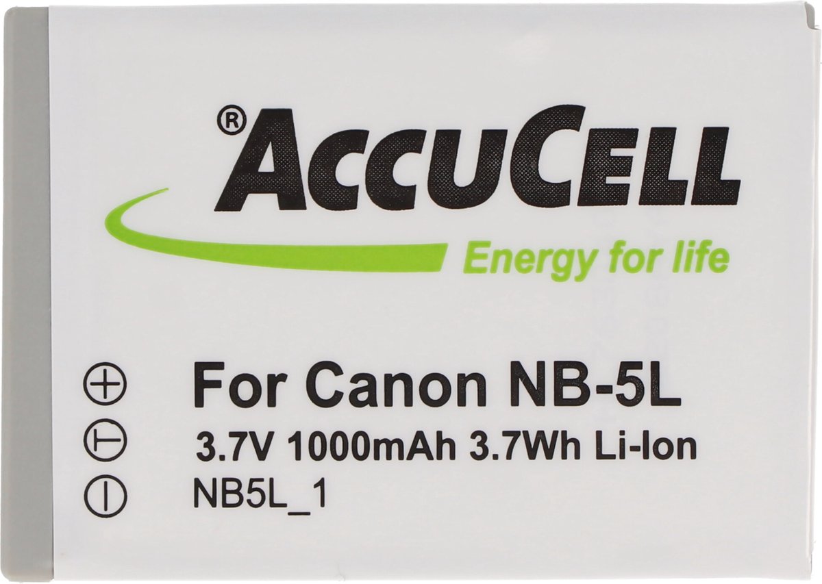 AccuCell-batterij geschikt voor Canon PowerShot SD800 IS-batterij
