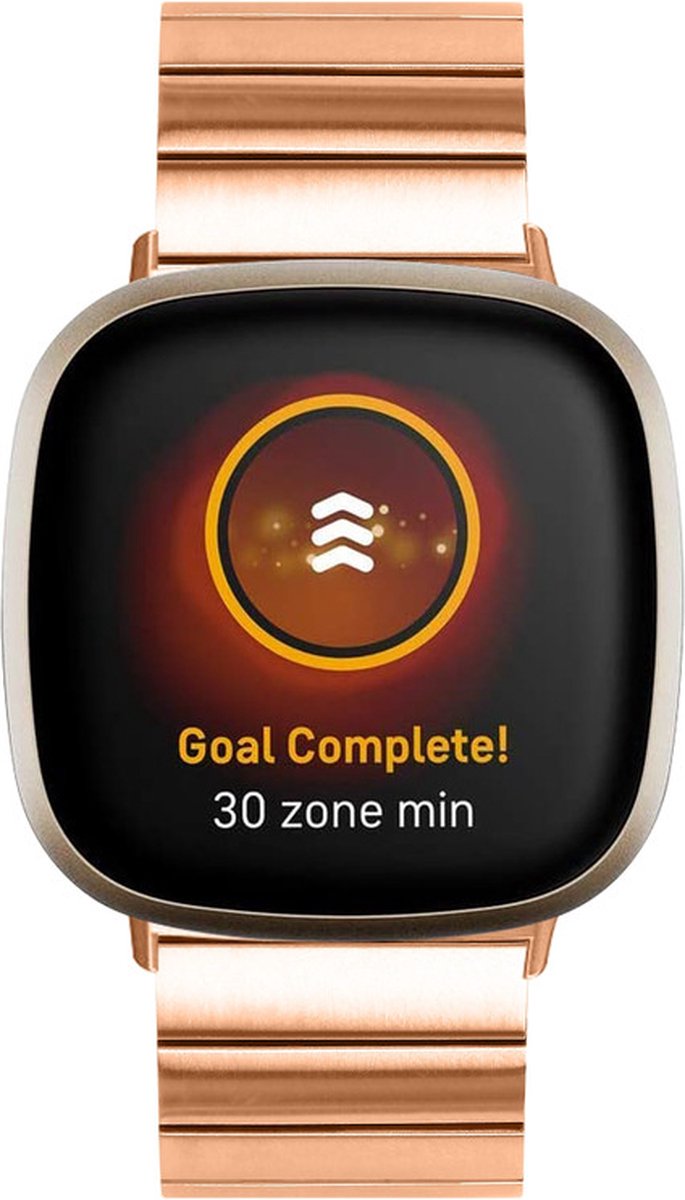 Stalen bandje - RVS - geschikt voor Fitbit Versa 4 / Sense 2 - rosegoud