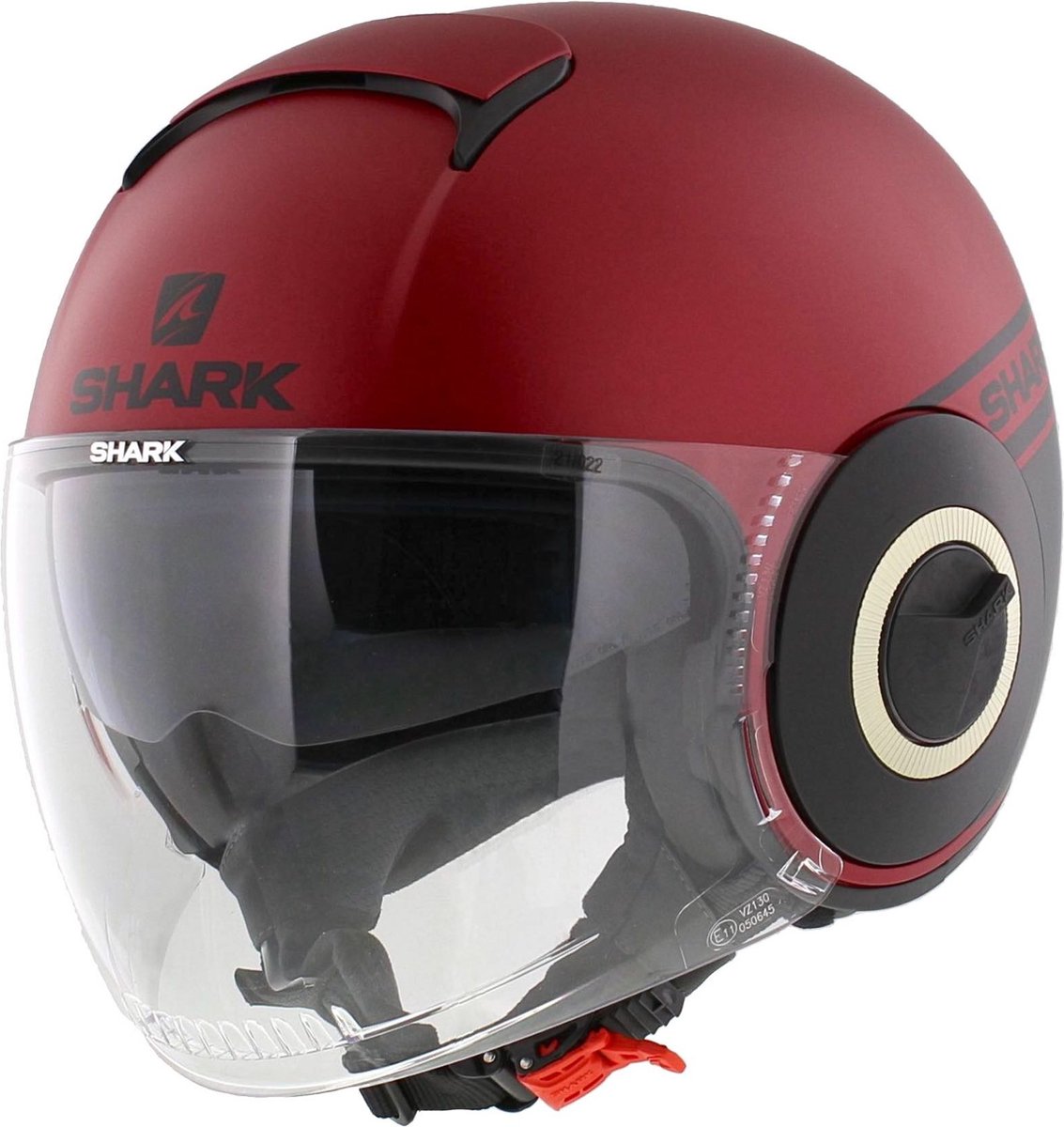 Shark Nano Jethelm Street Neon mat rood zwart XS - Motorhelm / luxe scooterhelm