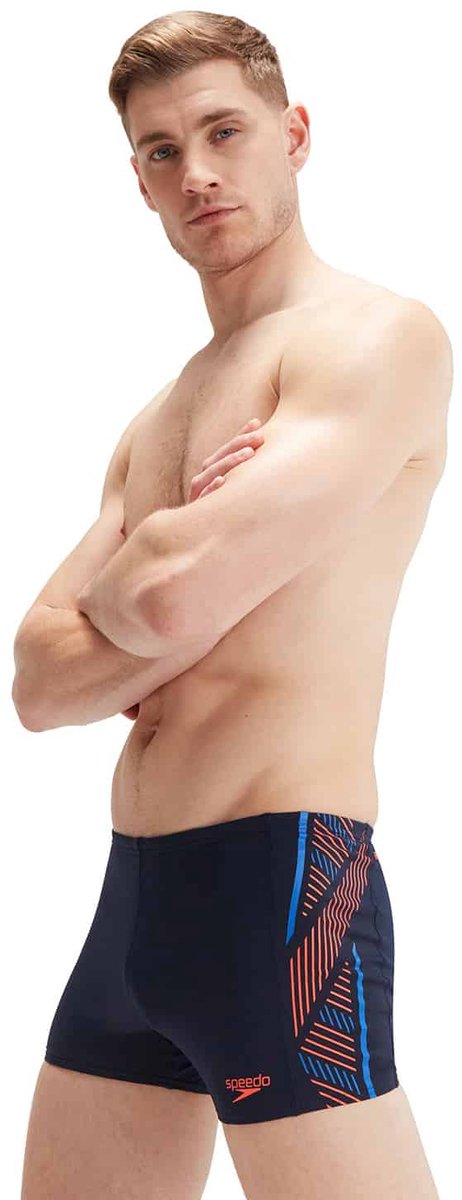 Speedo Mens Tech Panel Aquashort True Navy/Volcanic Orange/True Cobalt — afbeelding 7