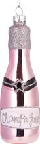 BRUBAKER Champagne Rosé - Boule de Noël en Glas Peinte à la Main - Décorations de Sapin de Noël Soufflées à la Main Figurines Pendentifs Décoratifs Amusants Boule de Sapin - 12 cm