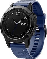 Siliconen sport bandje geschikt voor Garmin Fenix 5 - Plus & Sapphire - Fenix 6 - Pro & Sapphire - Garmin Fenix 7 - Solar & Sapphire Garmin Epix Gen 2 - Quickfit 22 / 22mm band voor Garmin smartwatches - Horlogebandje - Polsband - donker blauw