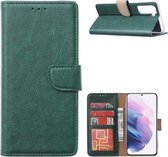 LuxeBass kunstleren book case hoesje voor Samsung Galaxy A52 | groen | portemonnee | plek voor 3 pasjes | volledige bescherming | valbestendig tot 1m
