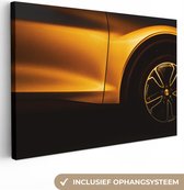 Canvas schilderij - Gouden auto 120x80 - Kamer decoratie accessoires - Schilderijen goud woonkamer - Wanddecoratie slaapkamer - Muurdecoratie keuken - Wall decoration - Wanddoek interieur binnen - Woondecoratie huis - Woonaccessoires