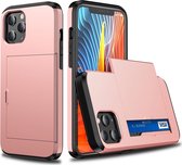 Mobiq - Hybrid Card iPhone 15 Hoesje met Pashouder - roze