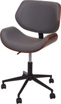 Bureaustoel MCW-G25, bureaustoel bureaustoel, gebogen notenhout look retro draaibaar in hoogte verstelbaar ~ grijs