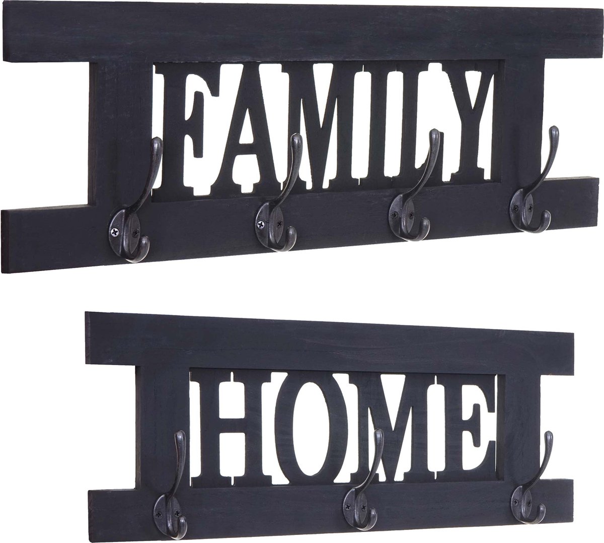 2-delige wandkapstokset MCW-C60 Home+Family kapstokpaneel, shabby look vintage ~ donkergrijs