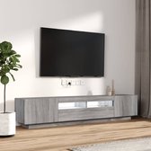 The Living Store TV-meubel Eiken Grijs - 100 x 35 x 40 cm - LED-verlichting - USB-aansluiting
