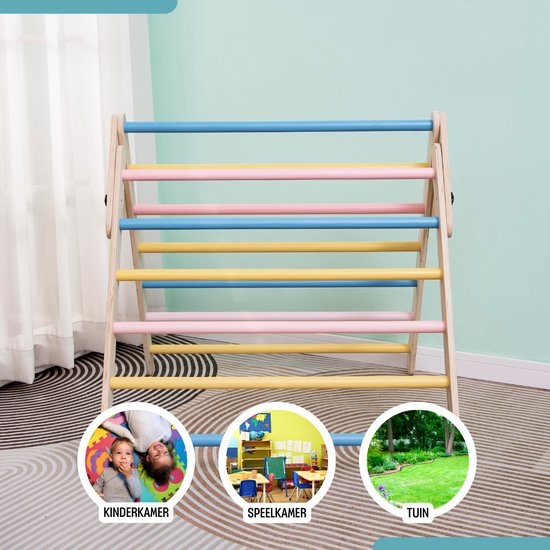 Buxibo Houten Klimrek Naturel Montessori Speelgoed Duurzaam Motorische Vaardigheden 74x60 Cm Pastelkleuren 592368151