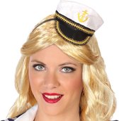 Verkleed Verkleed diadeem mini hoedje/pet - meisjes/dames - Matroos/Kaptein/Sailor thema
