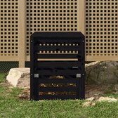 The Living Store Compostbak - 63.5 x 63.5 x 77.5 cm - Massief grenenhout - Gelat ontwerp - grote inhoud - praktisch deksel - Zwart