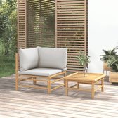The Living Store Ensemble lounge Bamboe - Canapé d'angle 69x69x65cm - Coussins gris clair