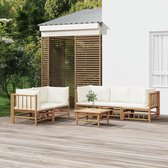 The Living Store Bamboe Lounge Set - 55 x 69 x 65 cm - Duurzaam materiaal - Comfortabele zitervaring - Praktische tafel - Modulair ontwerp