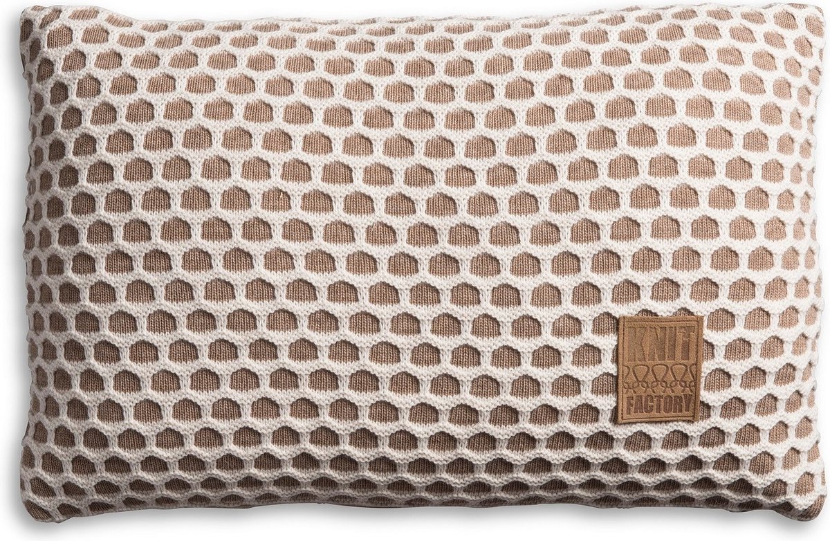 Knit Factory Mila Sierkussen - Marron/Beige - 60x40 cm - Kussenhoes inclusief kussenvulling