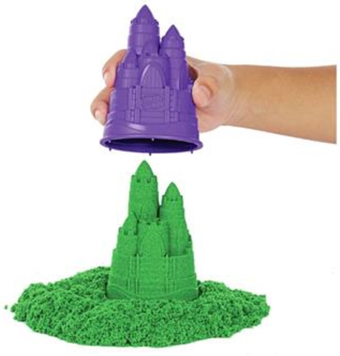 Kinetic Sand - Zandbak-set met 454 g groen origineel Kinetic Sand opbergzandbak 4 vormen en gereedschap - Sensorisch speelgoed — afbeelding 14