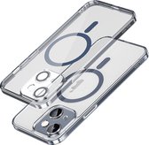 Coque arrière électrolytique SULADA pour iPhone 14 Plus avec protection antichoc, protège-lentille et anneau magnétique bleu