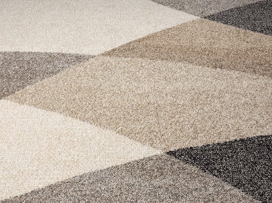 the carpet Pearl Tapis Moderne de Chambre à Coucher à Poils Courts Dense, Coupe de Contour , Motif Géométrique, Motif de Vague, Beige, 240 x 330 cm